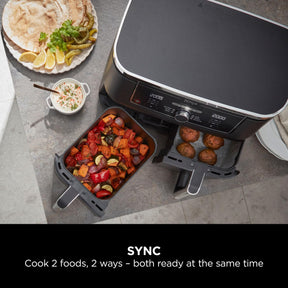 Ninja Foodi MAX Dual Zone Digital Air Fryer, 2 Drawers, 9.5L, 6-in-1, Uses No Oil, Max Crisp, Roast, Bake, Reheat, Dehydrate