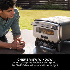 Ninja Artisan Electric Outdoor Pizza Oven & Air Fryer, 4 Functions: Pizza, Air Fry, Bake & Prove, 5 Pizza Settings, Includes 12-inch Pizza Stone